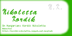 nikoletta kordik business card